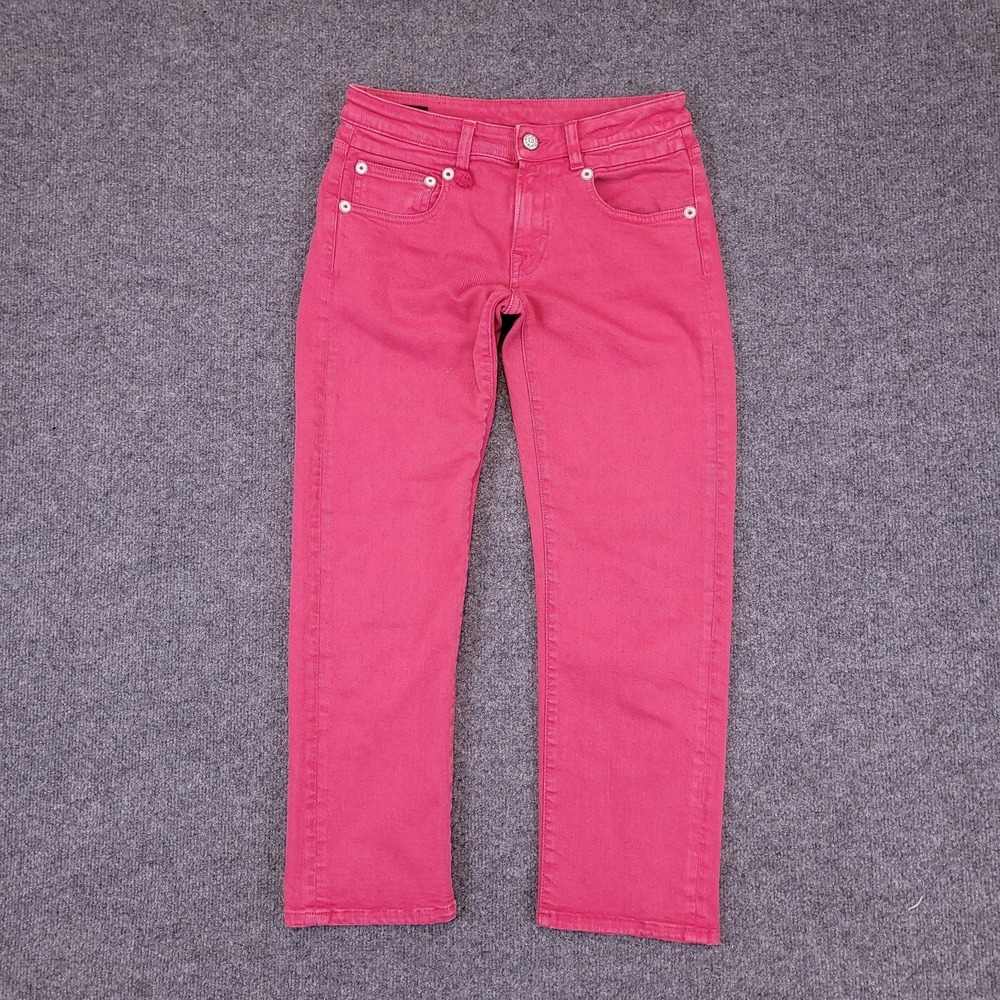 R13 Boy Straight 26x24.5 Actual Sz Vivid Pink Low Rise Stretch Italian SS23 - Picture 2 of 16